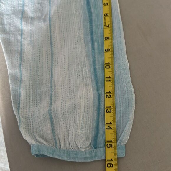 Poetry Women’s Peasant Striped Cotton Blend Blouse Blue Size 16 - Picture 11 of 12